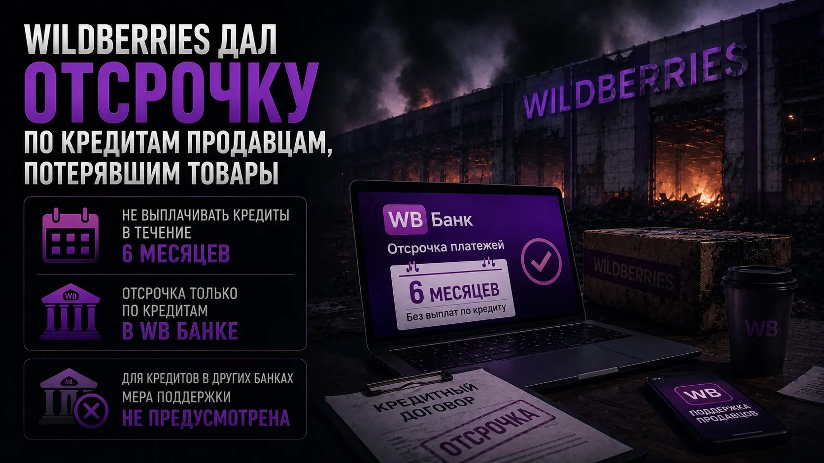 🏦 Wildberries дал отсрочку по кредитам продавцам, потерявшим товары