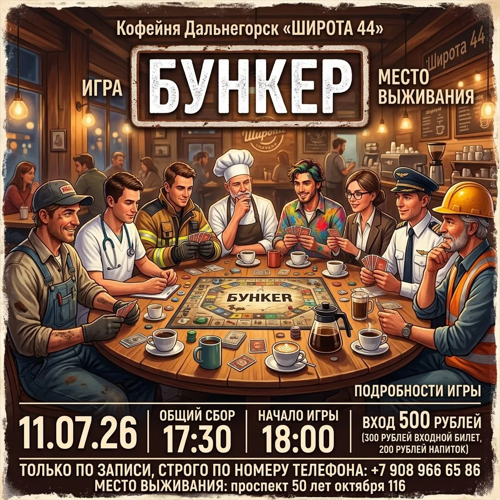 🎲 Бункер в кофейне «Дальнегорск "Широта 44"»! ☕