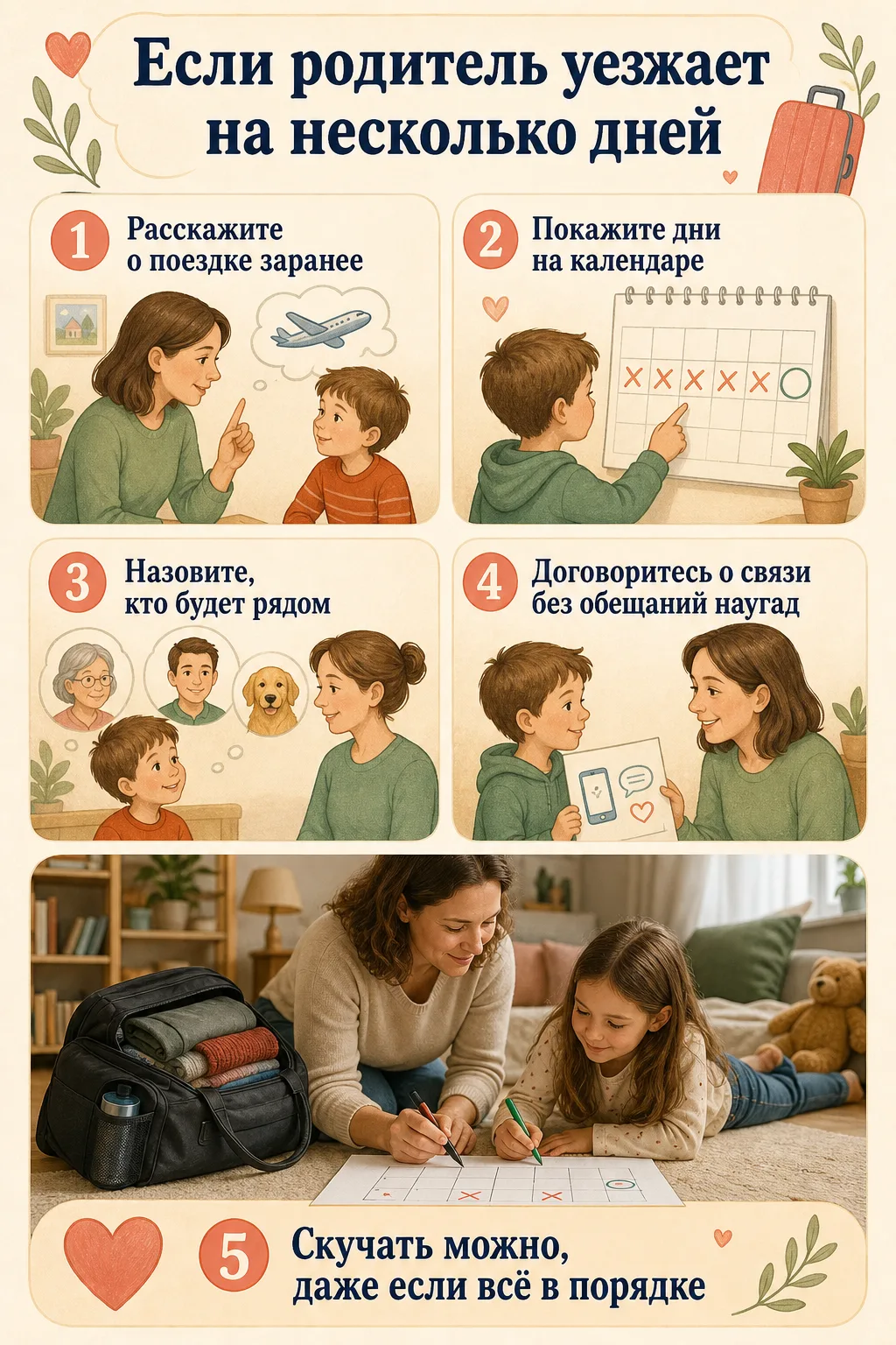 🧳 Если родитель уезжает на несколько дней