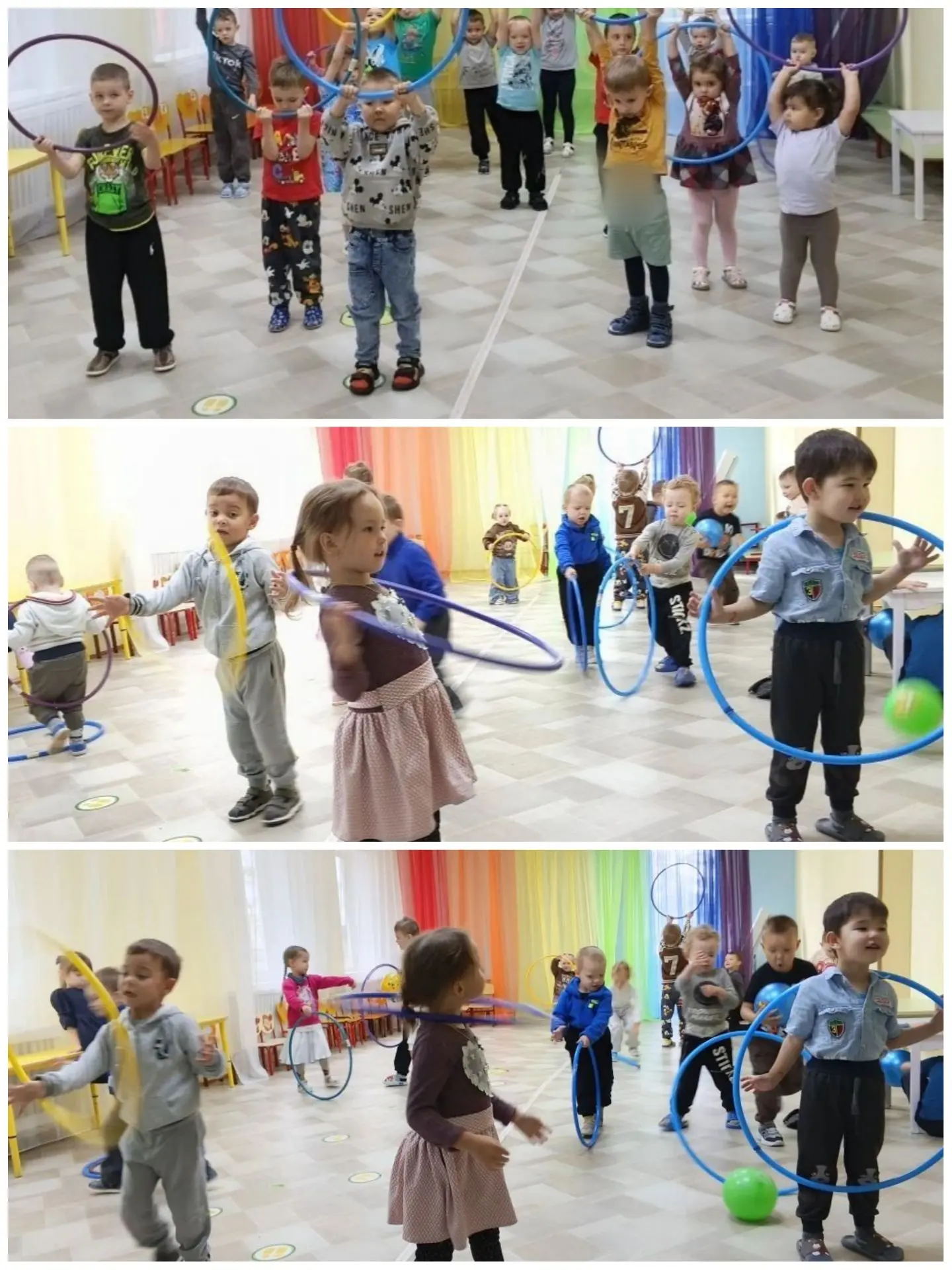 Игры с обручем, мячами