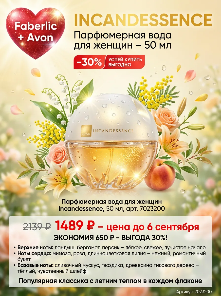 🌼✨ INCANDESSENCE – ПОПУЛЯРНАЯ КЛАССИКА С ЛЕТНИМ ТЕПЛОМ В КАЖДОМ ФЛАКОНЕ!