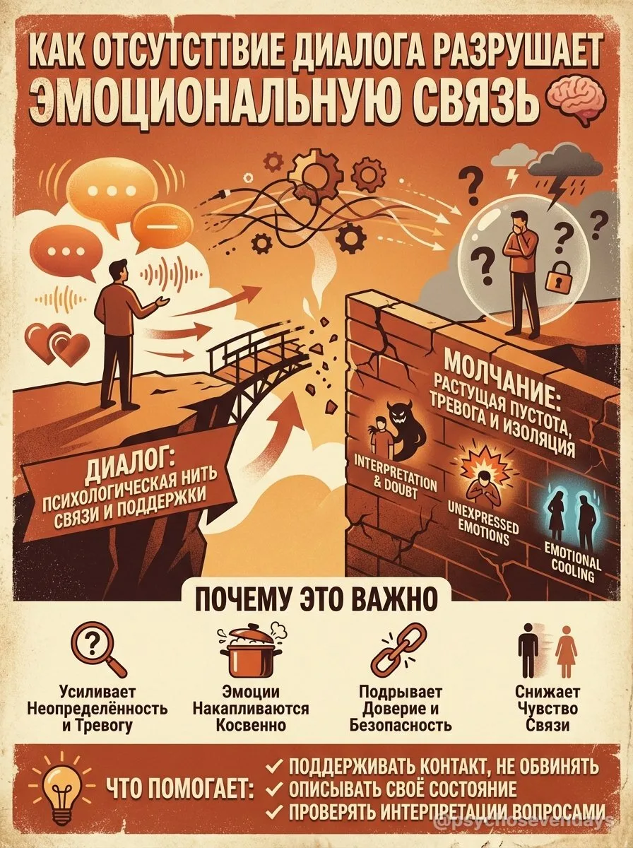 Как отсутствие диалога влияет на эмоциональную связь 🧠

Диалог является основным психологическим ме