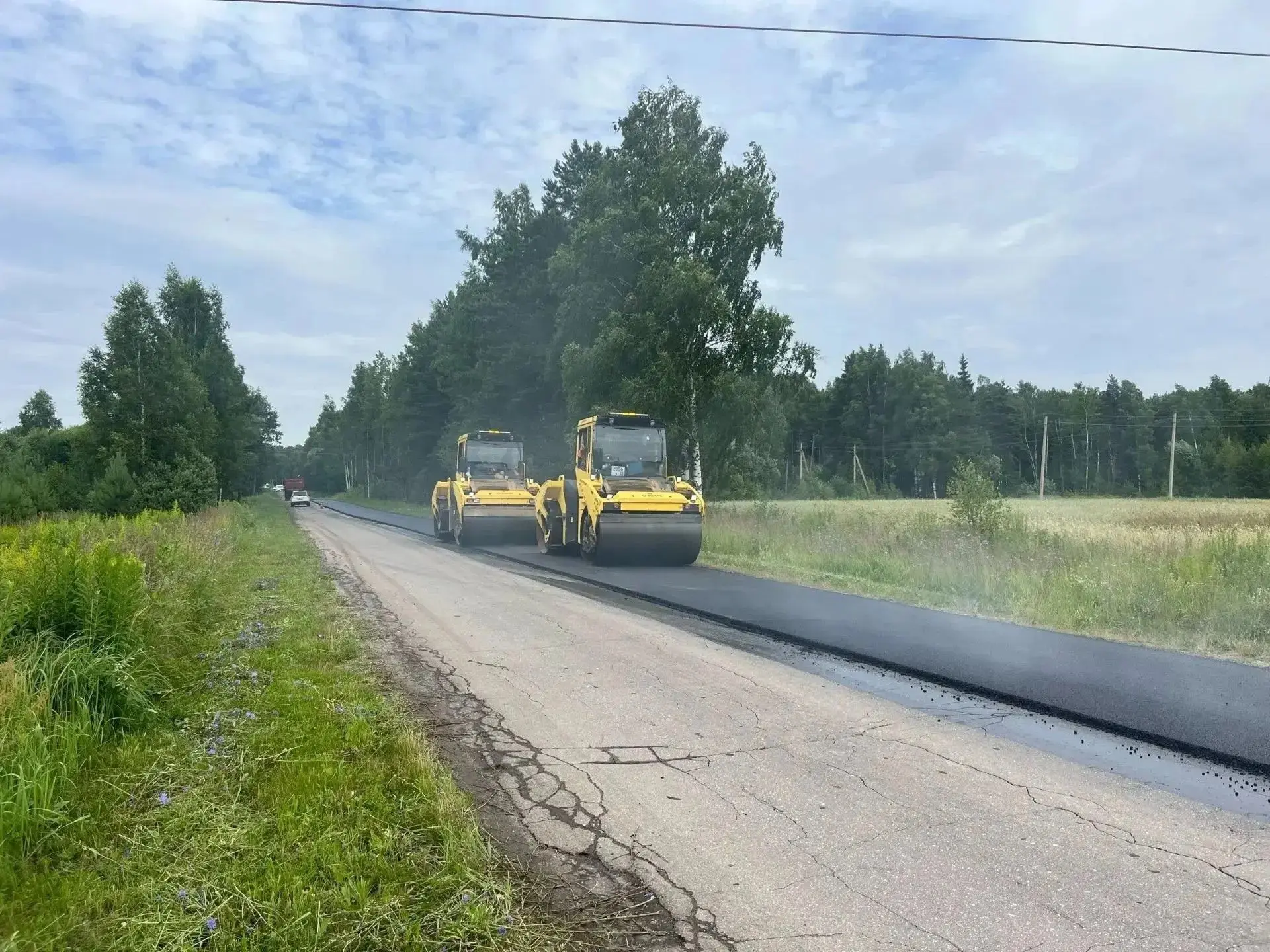 🚧В Камешковском округе ремонтируют автодорогу «Волга» – Давыдово: она ведёт к уникальному музею Бор