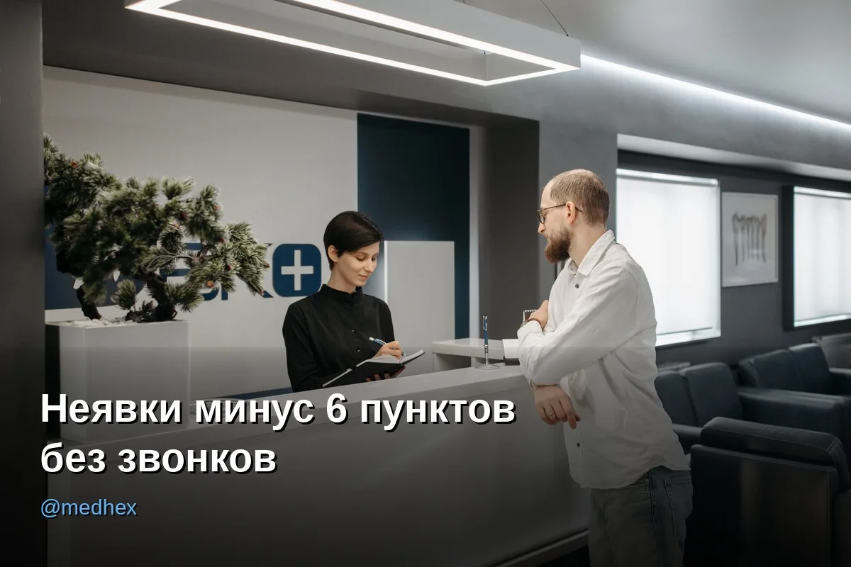 📉 Неявки пациентов упали с 15% до 9% — без единого звонка администратора