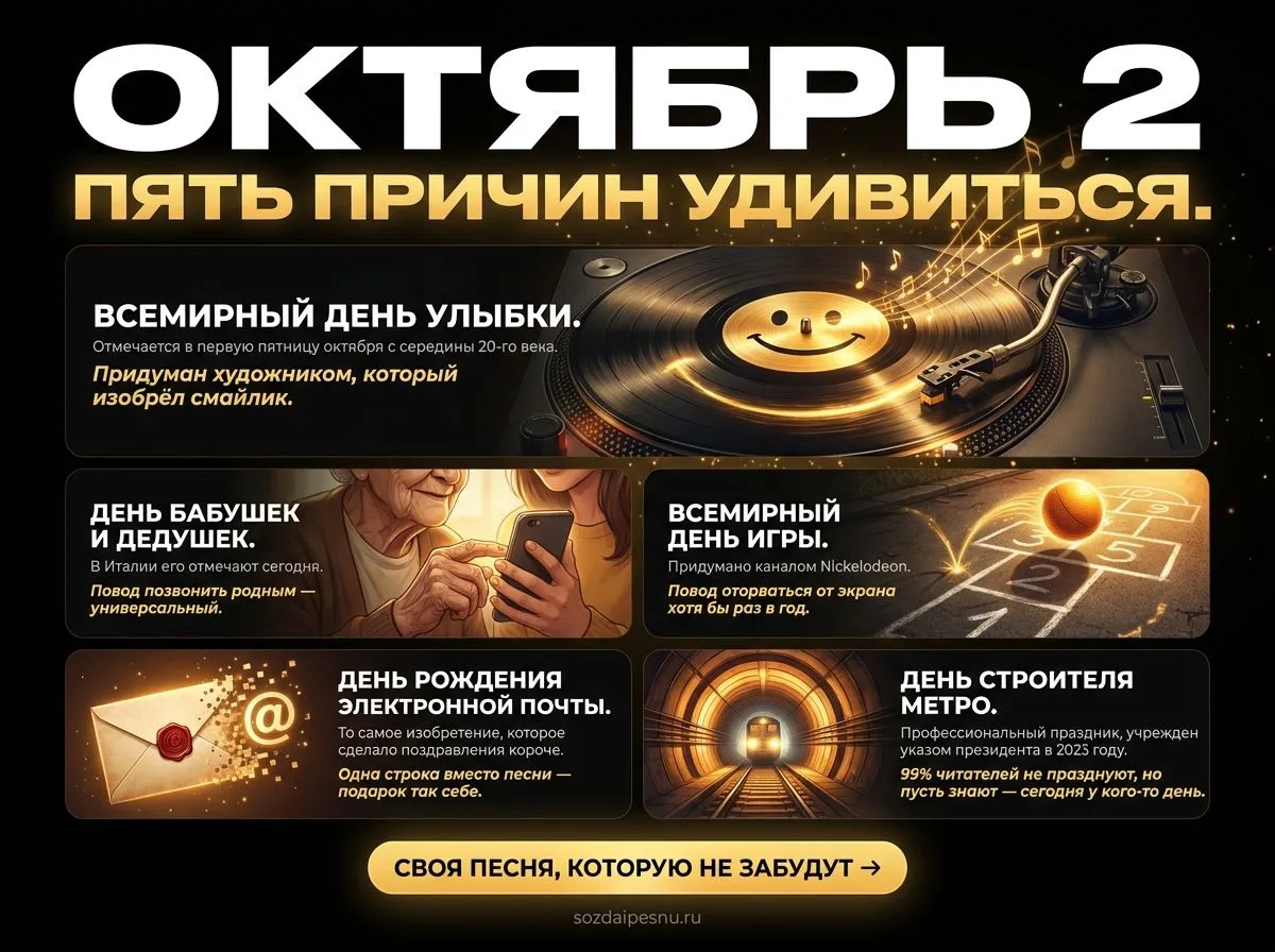🎵 Сегодня, 2 октября, набор праздников на любой вкус.