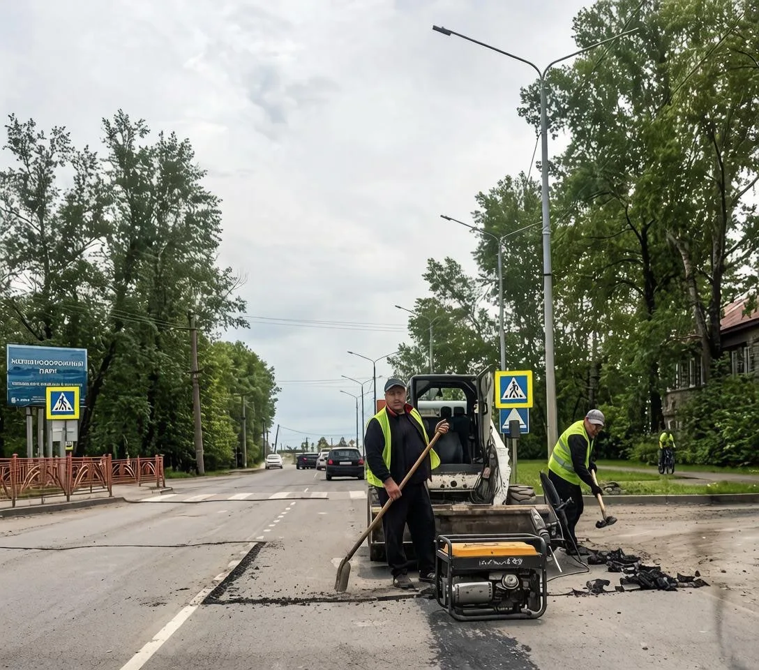 Сегодня дорожные службы приступили к ямочному ремонту на улице Масловского. Работы веду...