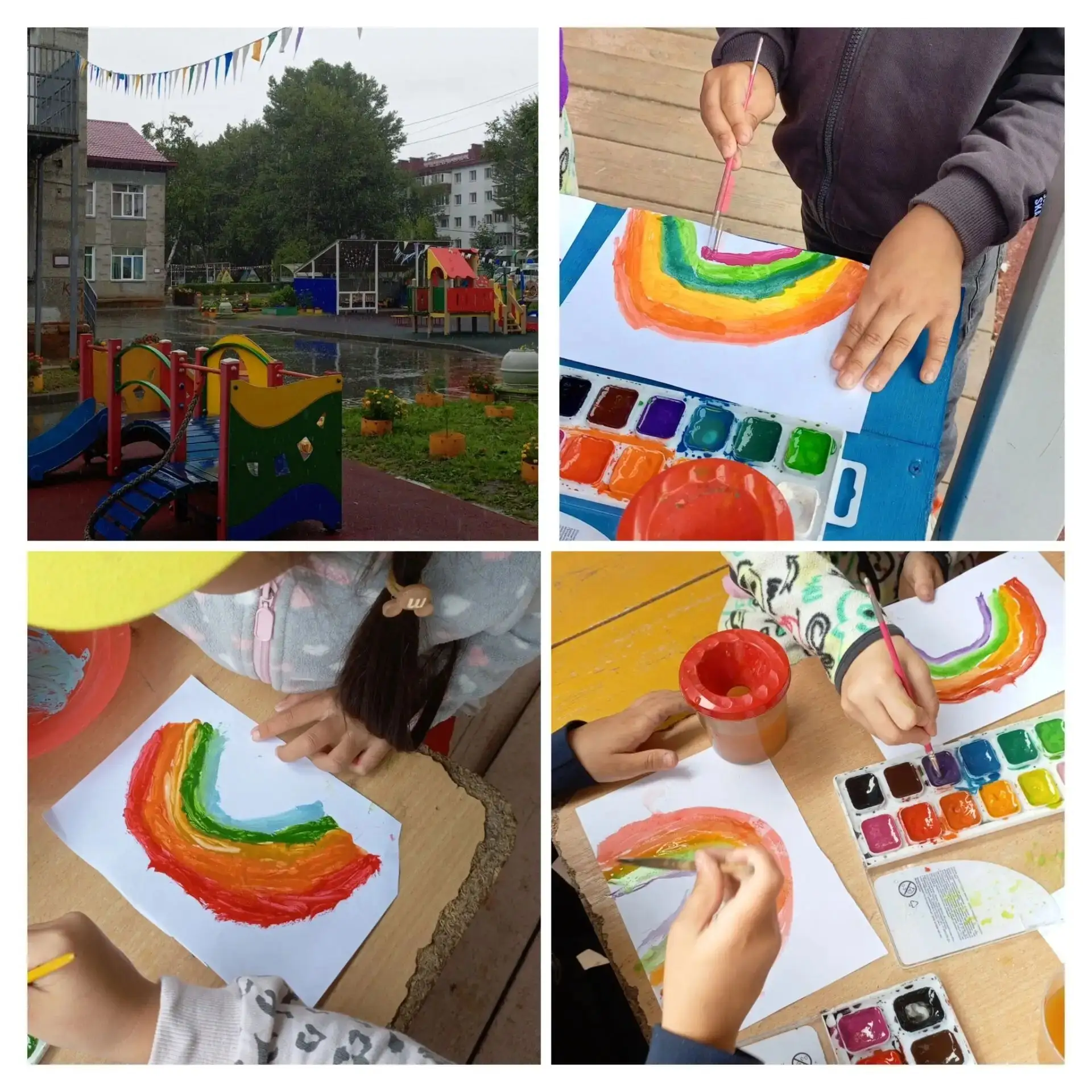 🌈 Когда за окном дождь — рисуем радугу! 🎨