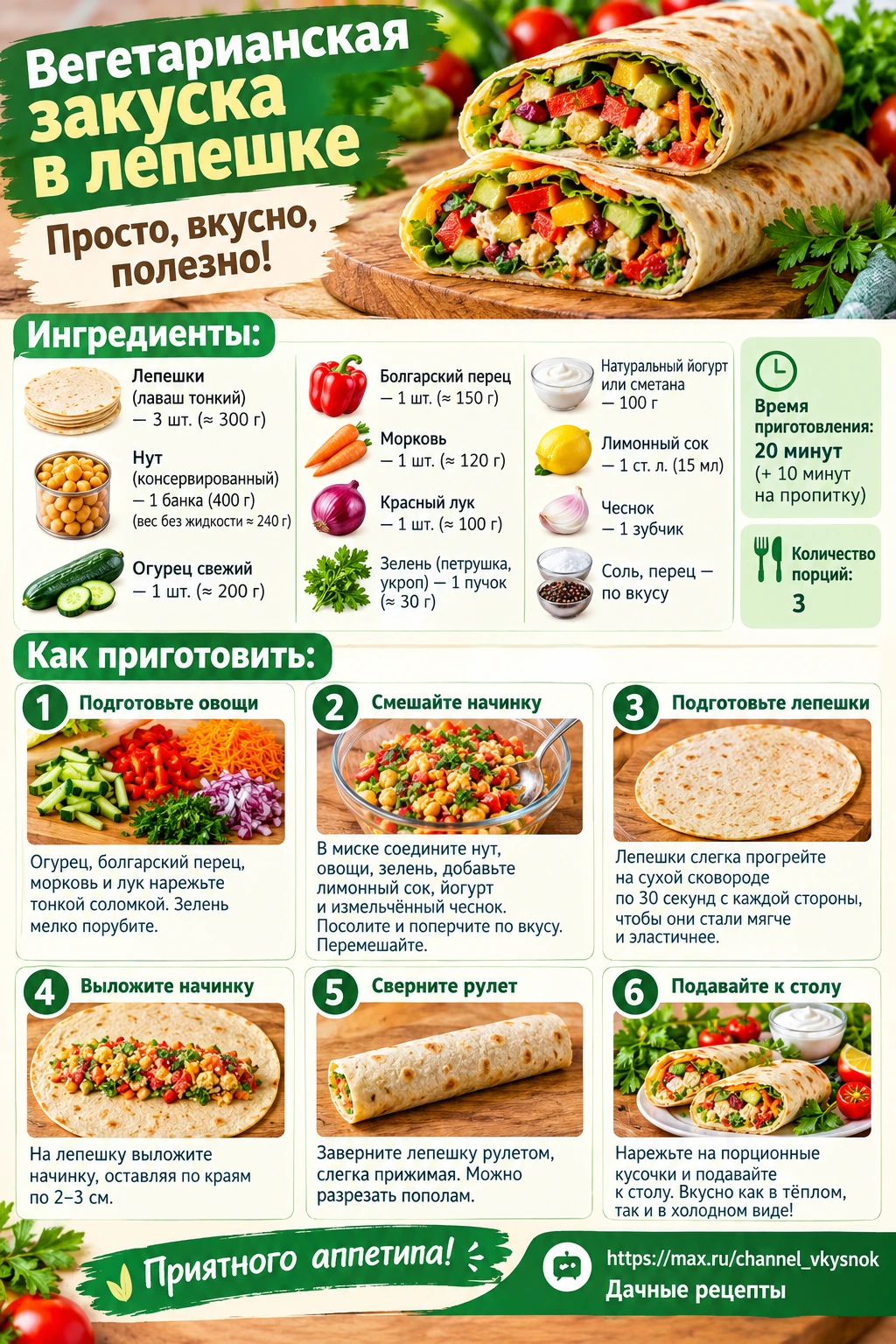 Вегетарианская закуска в лепешке