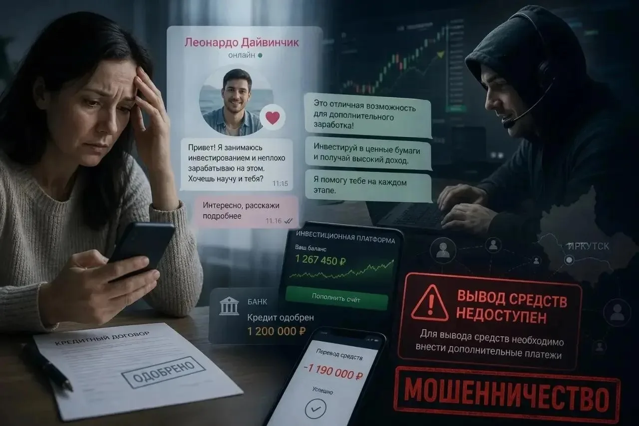 🚓 Интернет-знакомство обернулось для жительницы Иркутска потерей 1,19 млн рублей