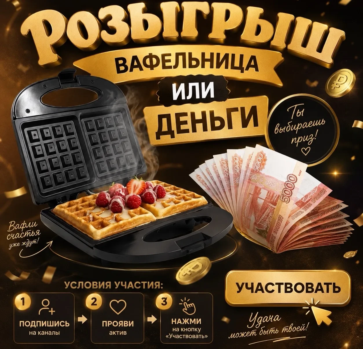 🎉ДАРИМ ВАФЕЛЬНИЦУ ИЛИ ДЕНЬГИ🤎