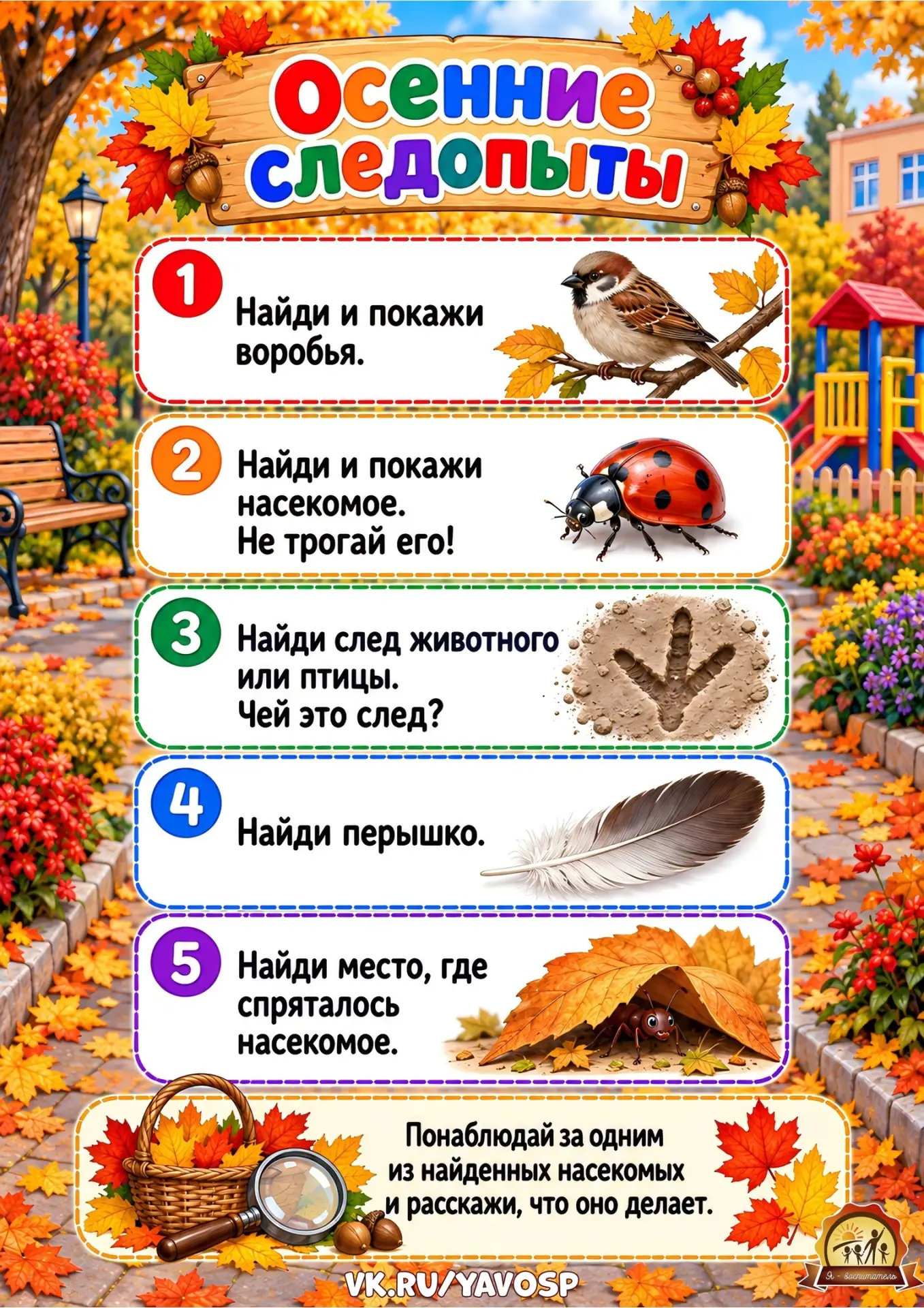 Рабочие листы для прогулок