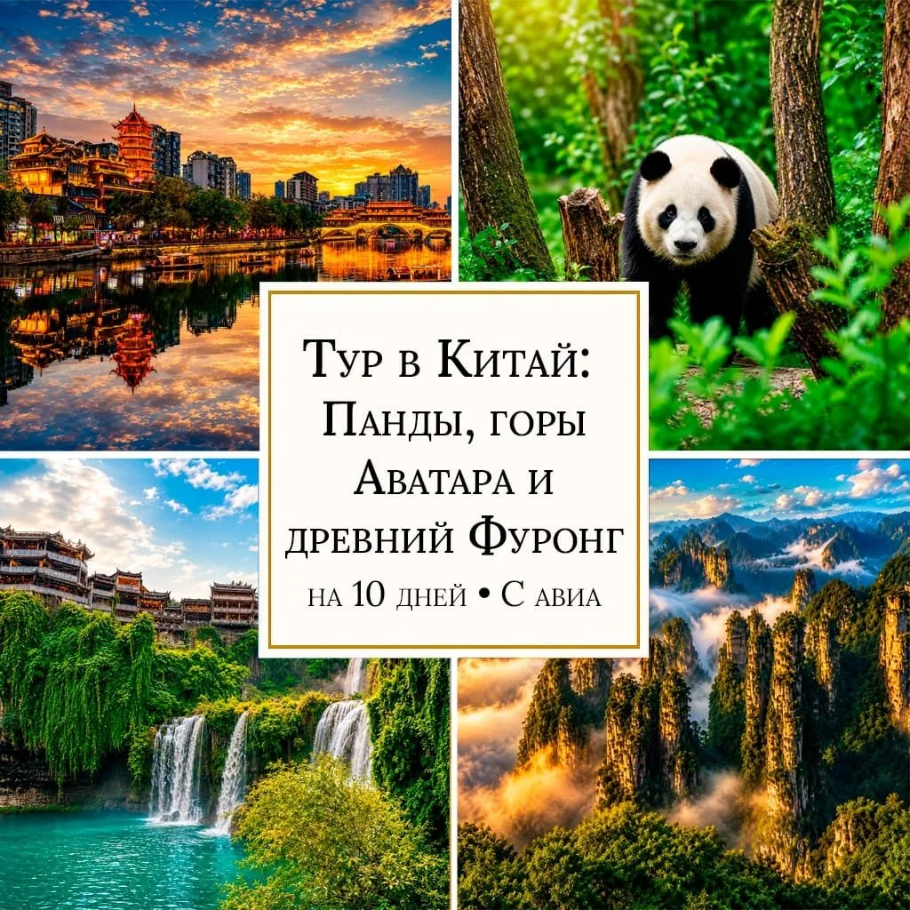ОТ 1820 $/ЧЕЛ ТУР «ПАНДЫ, ГОРЫ АВАТАРА И ДРЕВНИЙ ФУРОНГ» • 10 ДНЕЙ • С АВИА • (I206)