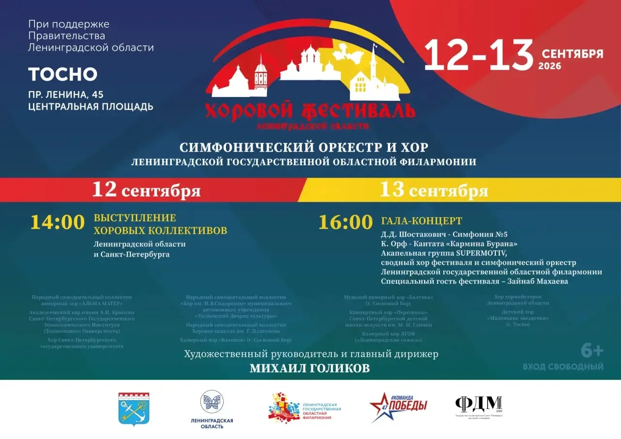 🎶 12 и 13 сентября в Тосно пройдет VII Хоровой фестиваль Ленинградской области. После ...