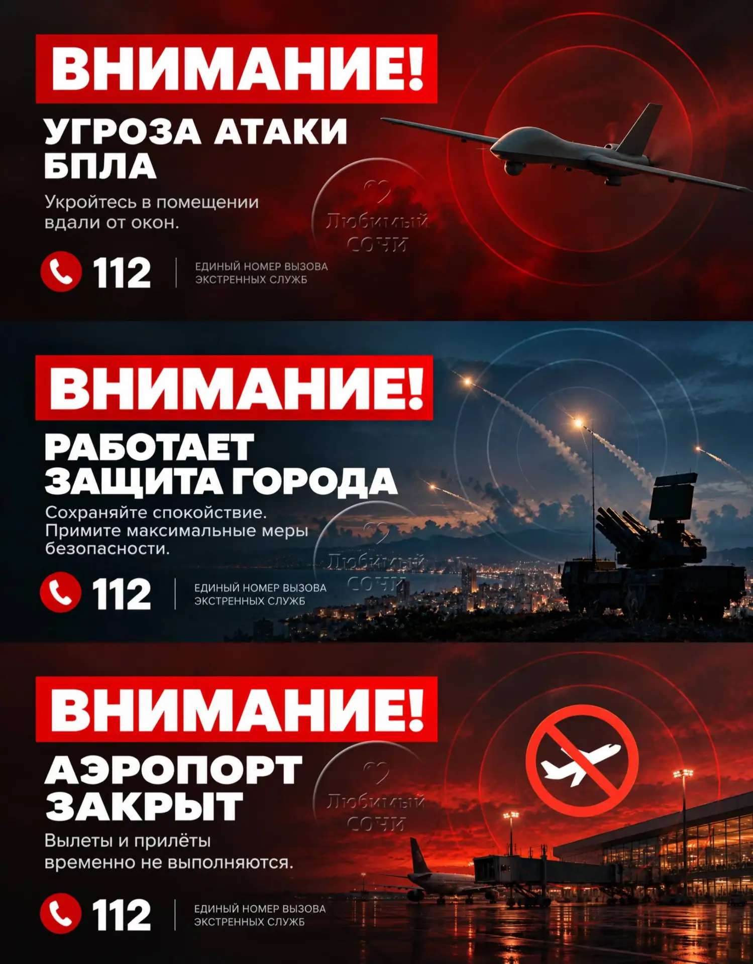‼️ Воздушная тревога, атака, сирены, всем в укрытие