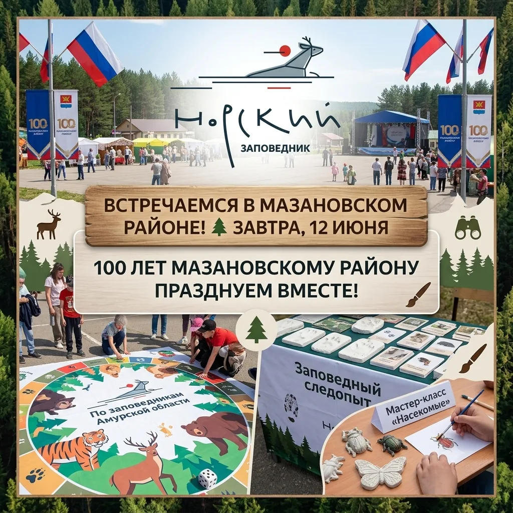Встречаемся в Мазановском районе! 🌲🦌

Завтра, 12 июня, в День России, Норский заповедник присоедин