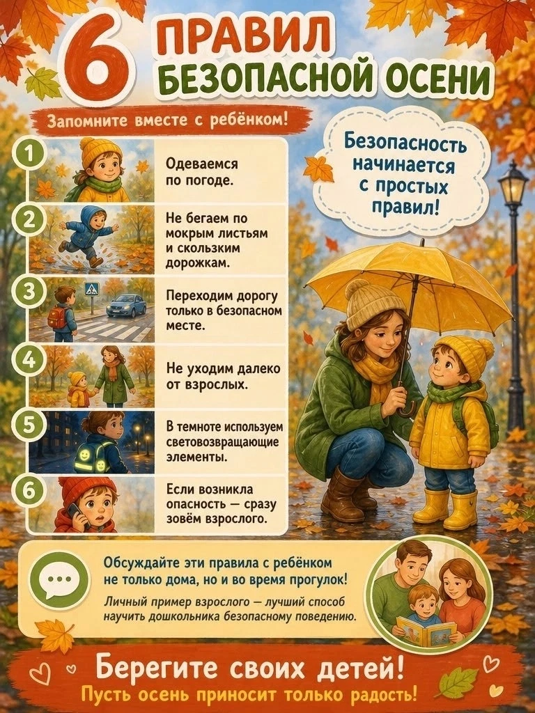 🍂 Осень — время уюта, но не время забывать о безопасности!