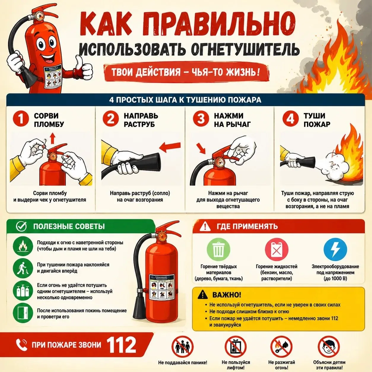 🔥  А вы знаете как правильно использовать огнетушитель?🔥