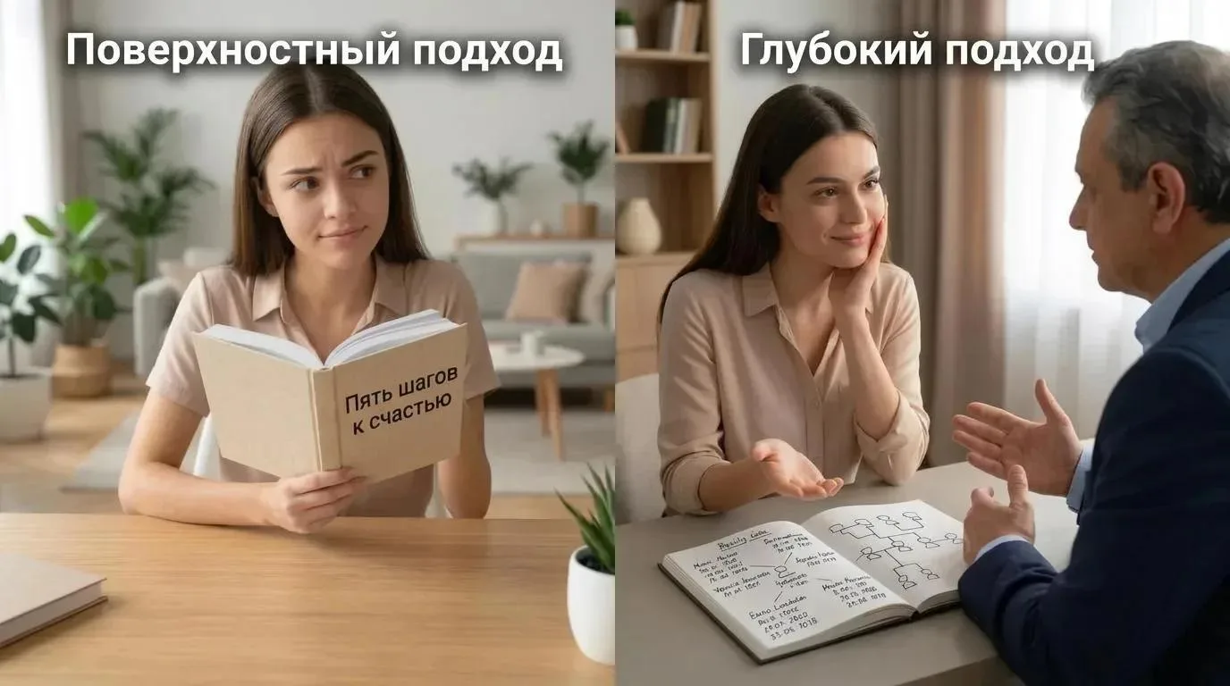 🧐 Что происходит, когда человек пытается решить свою проблему лишь на поверхностном ур...