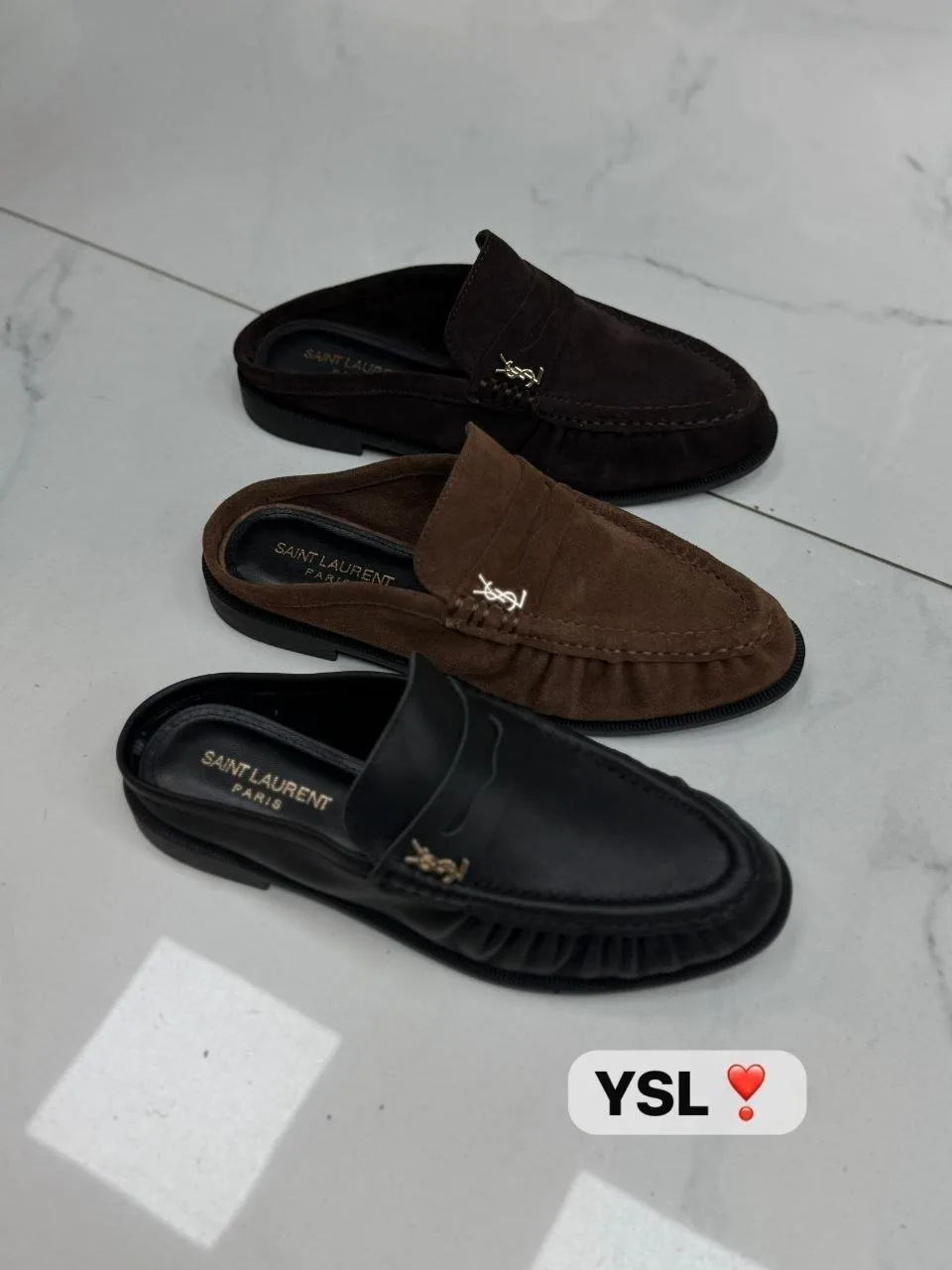 Saint Laurent мюли из натуральной кожи и замши