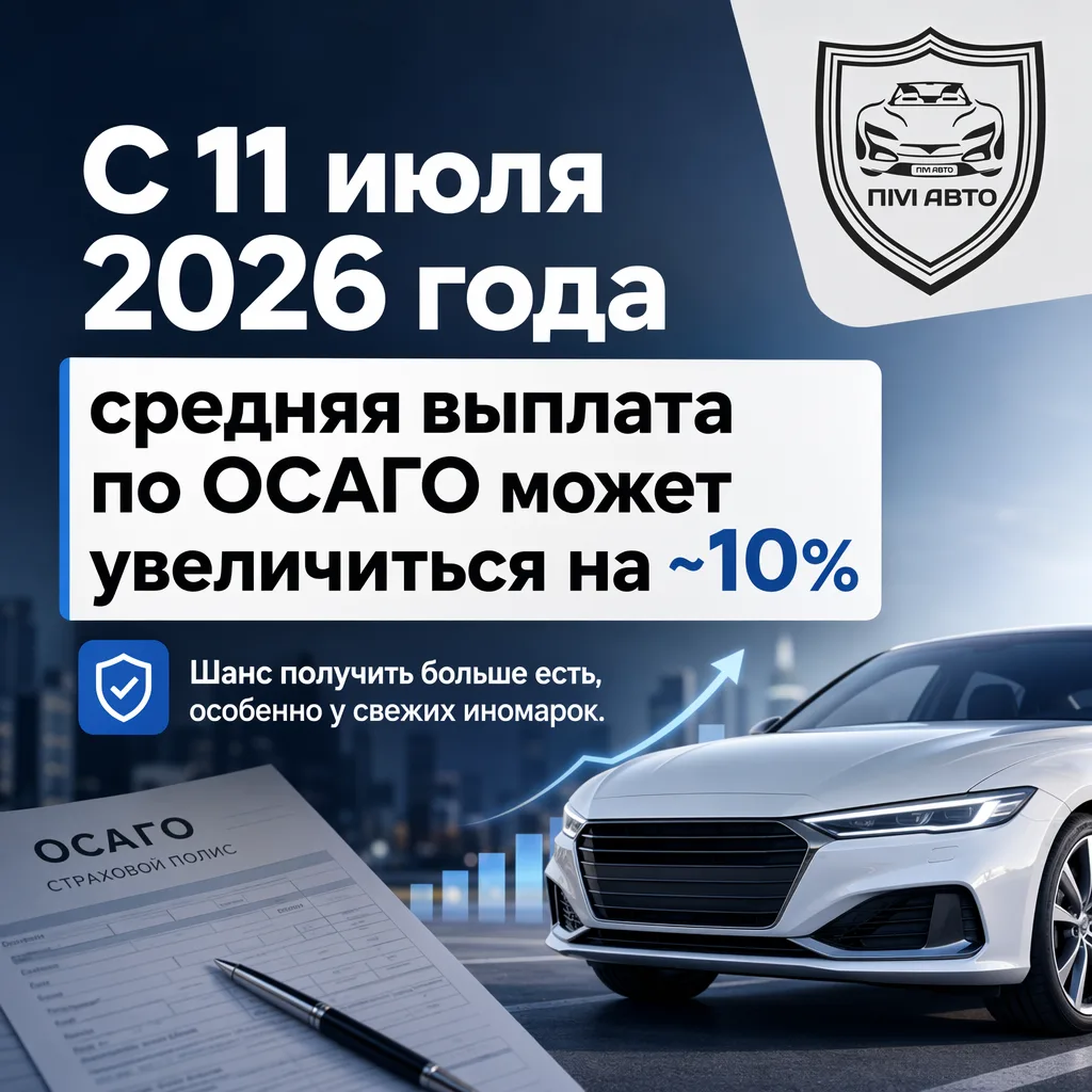 🚨 ОСАГО: выплаты вырастут, но не всем

С 11 июля 2026 года средняя выплата по ОСАГО может увеличить
