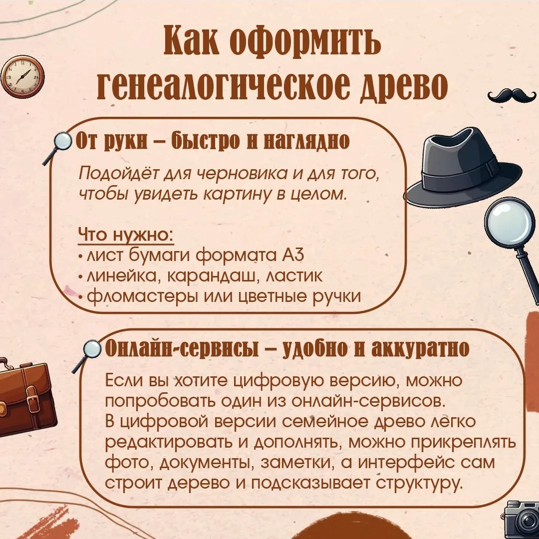 🕵Представьте, что вы — детектив, а ваше задание — раскрыть тайну своего рода!  Где работали ваши пре