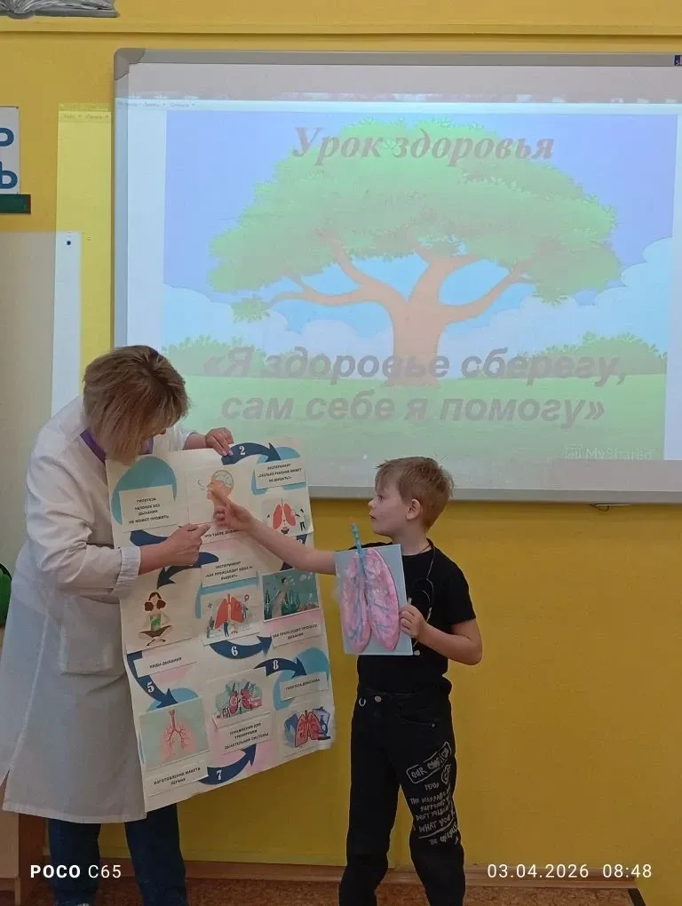 Уроки здоровья: 🫁 Дыхательная система человека Медсестра школы провела увлекательный урок для учащих