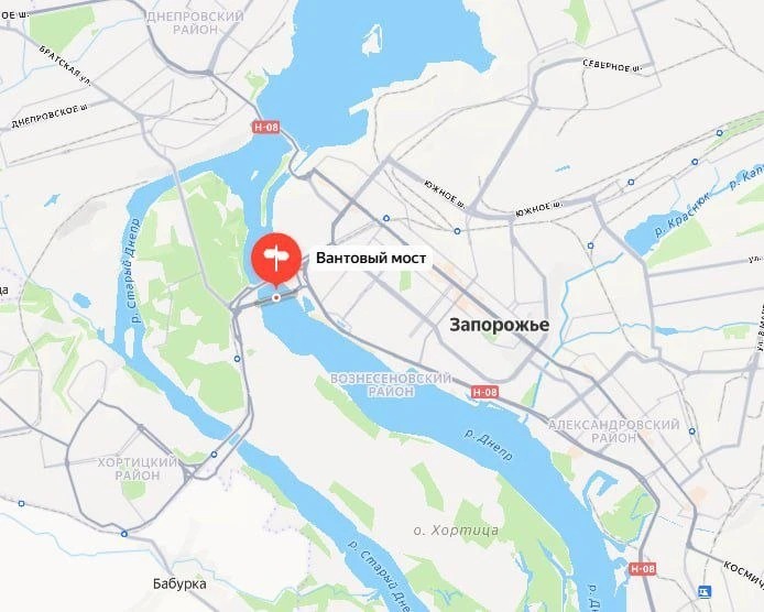 Движение по Вантовому мосту в Запорожье перекрыто.