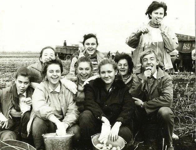 Студенты на сборе картохи, 1979 год.