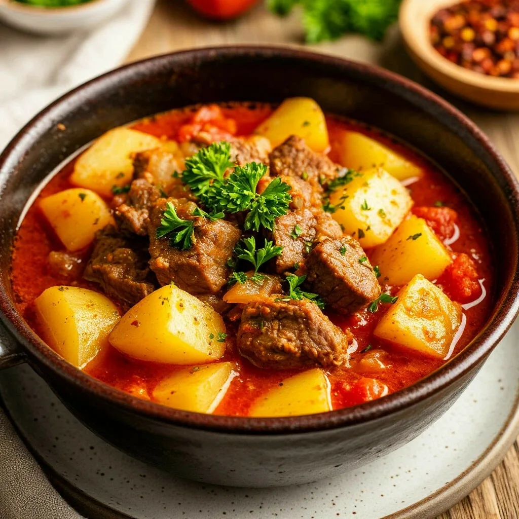 Тушенная картошка с мясом
