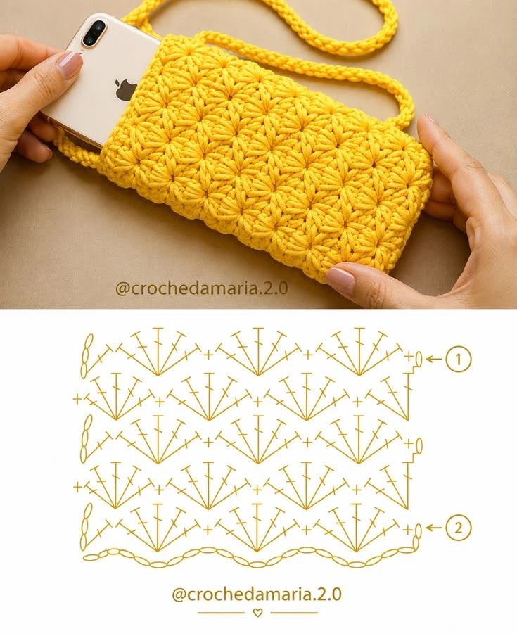 Красивый узор для чехла на телефон. Подойдёт и для сумок 👜 #чехолкрючком