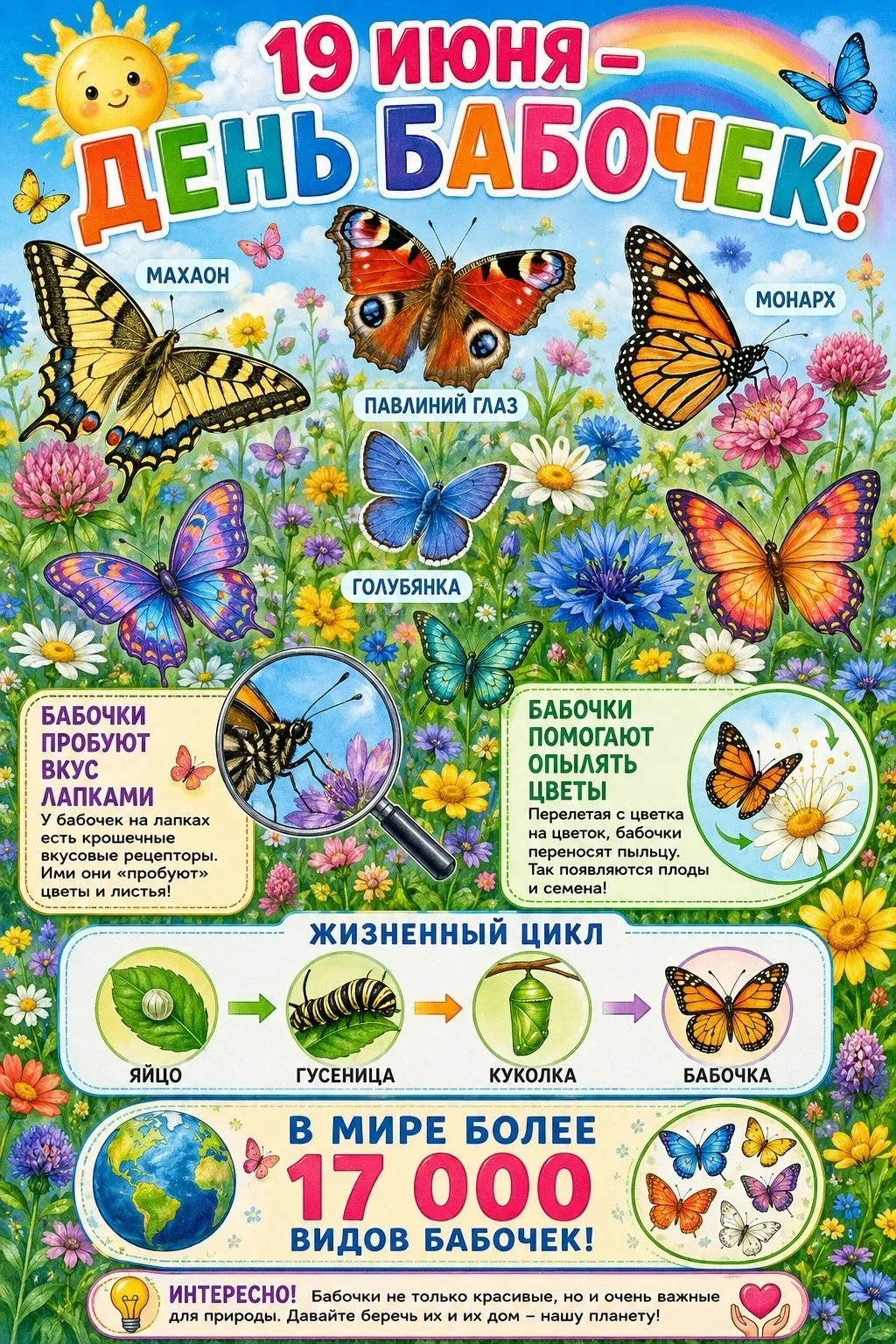 В старшей группе 5 ( воспитатель Вислова И.А.) прошёл тематический «День бабочек!".
Ребята узнали мн