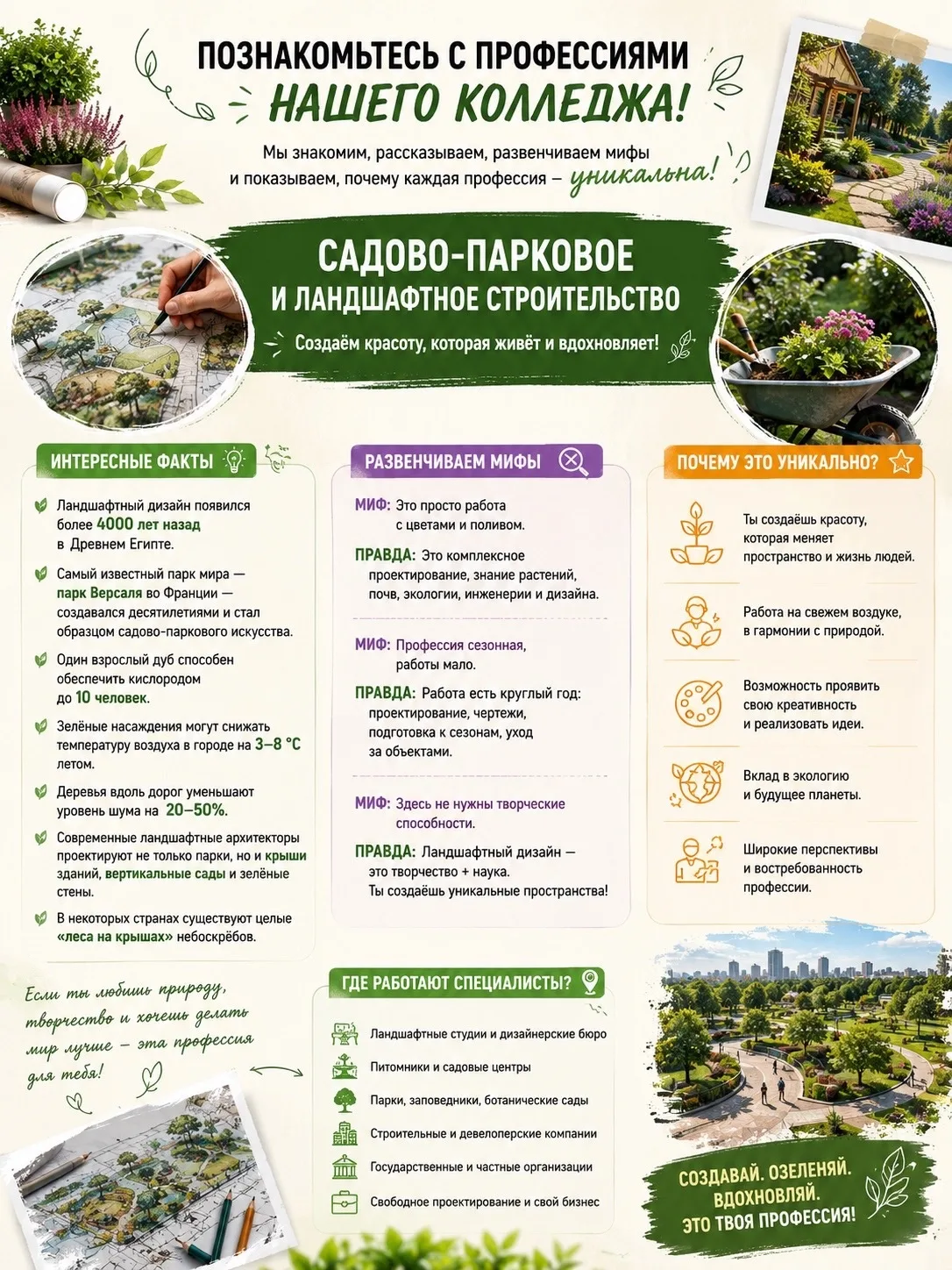 🌿 Начинаем знакомить вас с профессиями нашего колледжа!