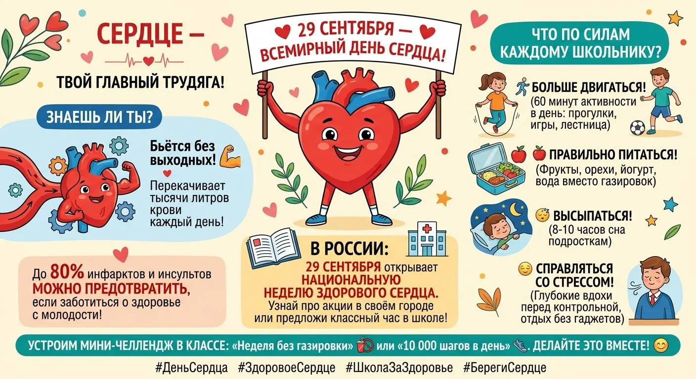 ❤️ 29 сентября — Всемирный день сердца! ❤️