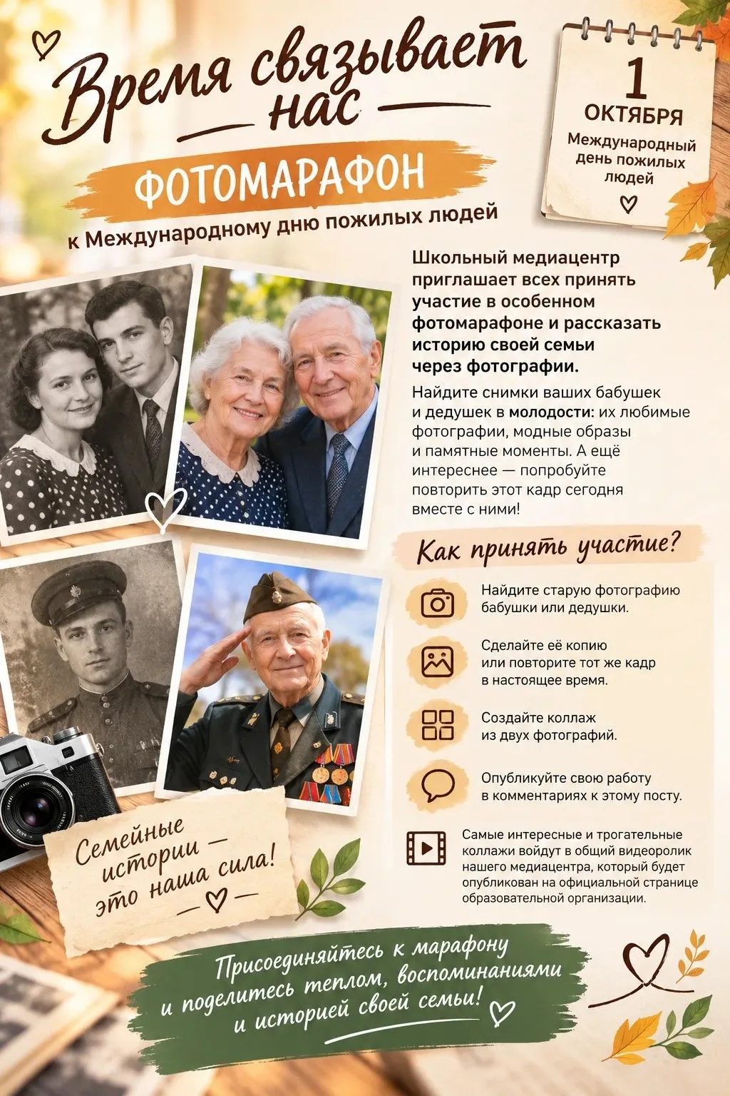Время связывает нас: создаем коллажи с бабушками и дедушками!