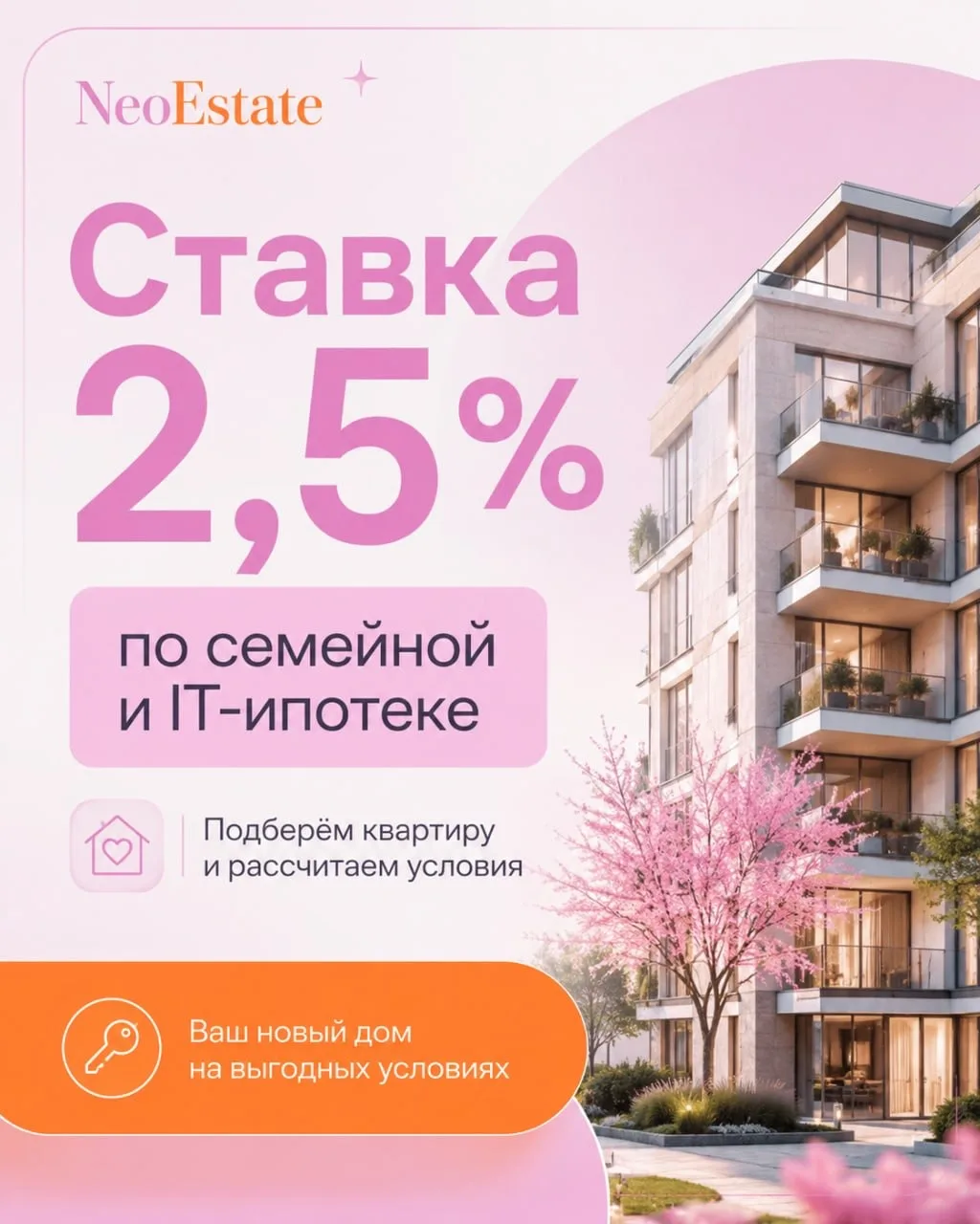 Квартира рядом с лесом со ставкой 2,5% без удорожания