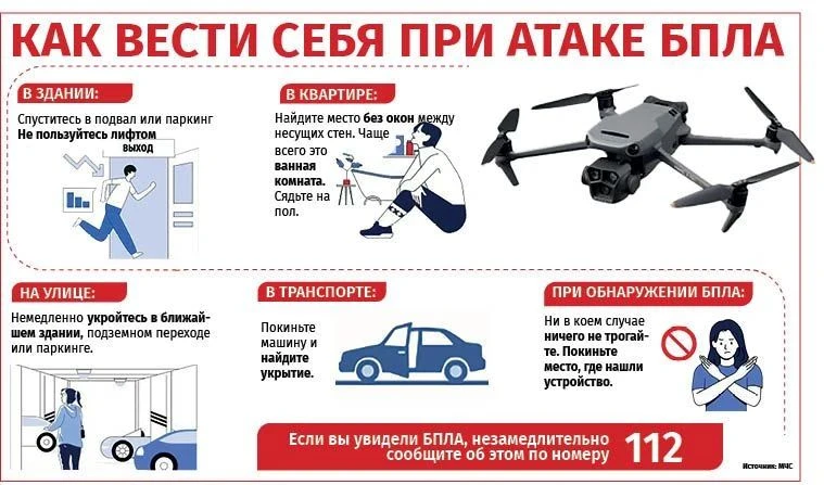 МЧС России разработало памятку о том, как защитить себя при обстреле или атаке беспилот...