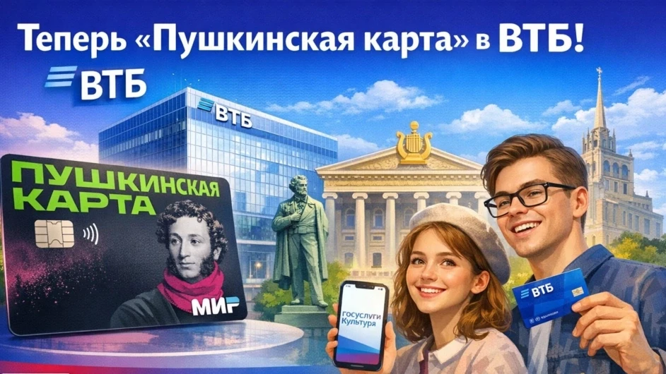 Пушкинская карта: теперь в ВТБ! 

Друзья, внимание! У Пушкинской карты — новые возможности и новый б