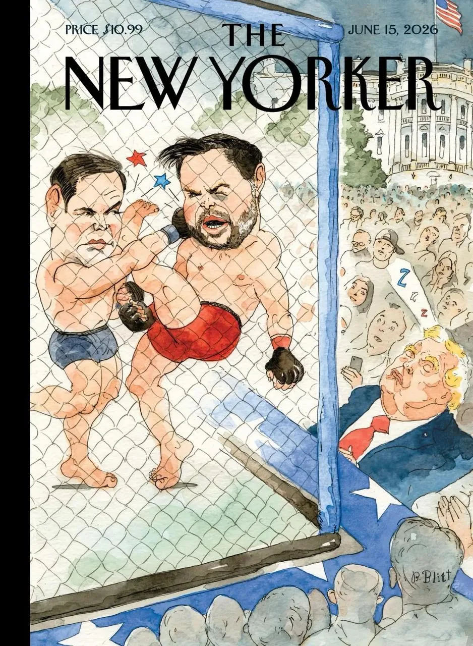 Новая обложка The New Yorker сатирически смотрит на прошедший в Белом доме турнир UFC. Дерутся, прав