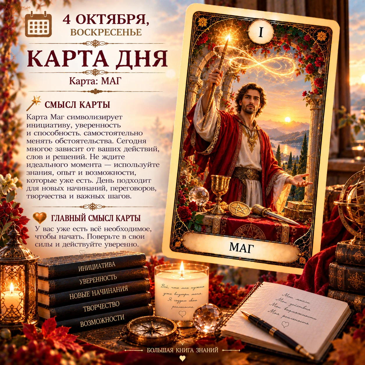 📅 4 октября, воскресенье — карта дня: Маг 🪄