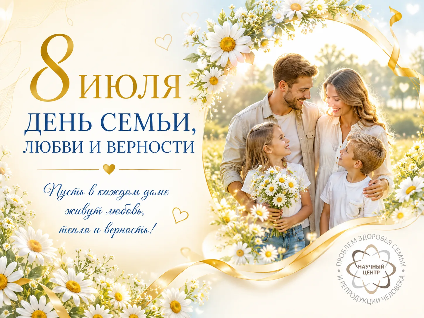 8 июля - День семьи, любви и верности 💛

Поздравляем с этим тёплым праздником! 

Пусть в ваших семь