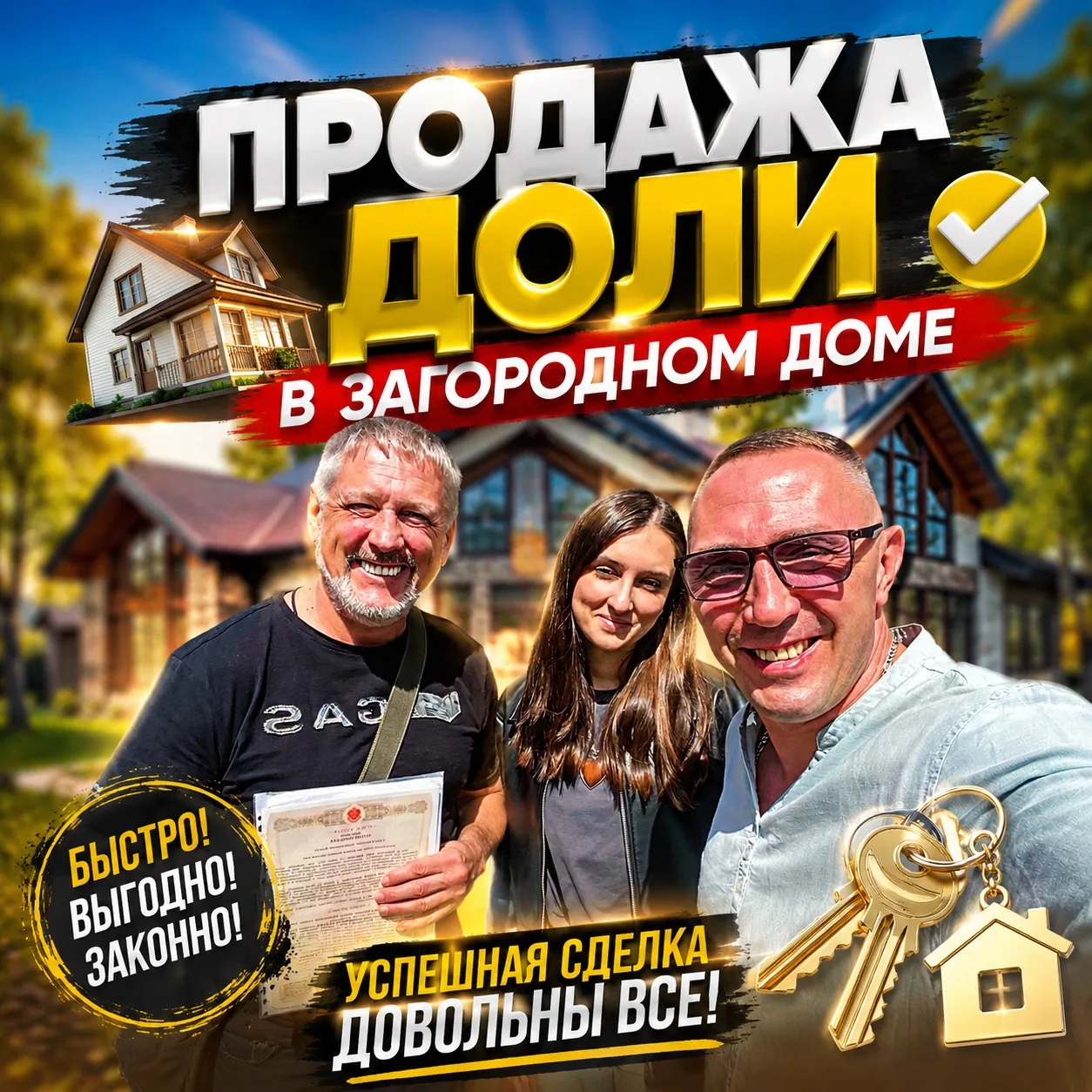 🏡 80 показов. Почти год работы. И наконец — успешная продажа доли в загородном доме.