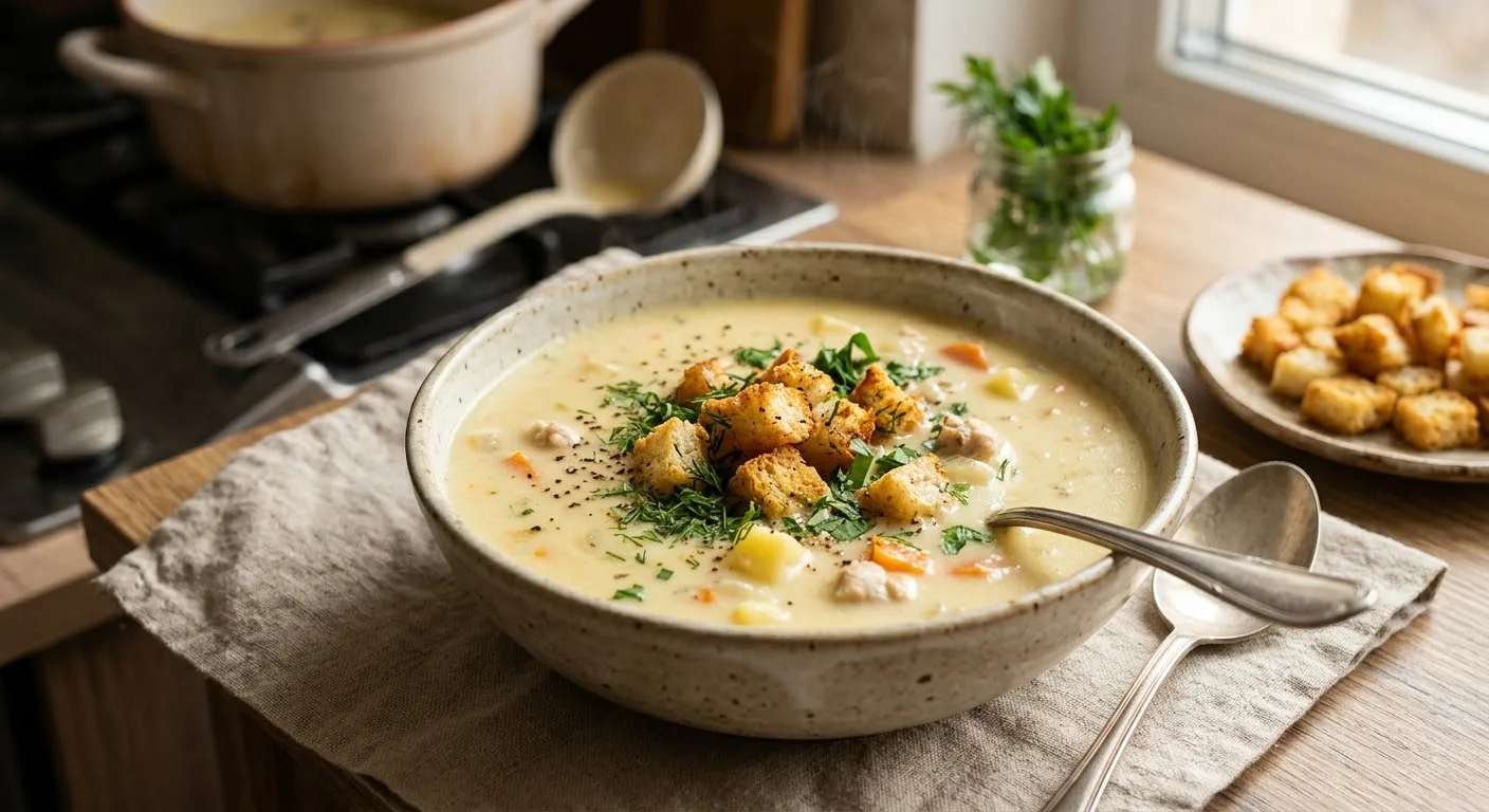 🥣 Нежнейший и согревающий: сырный суп с плавленым сырком