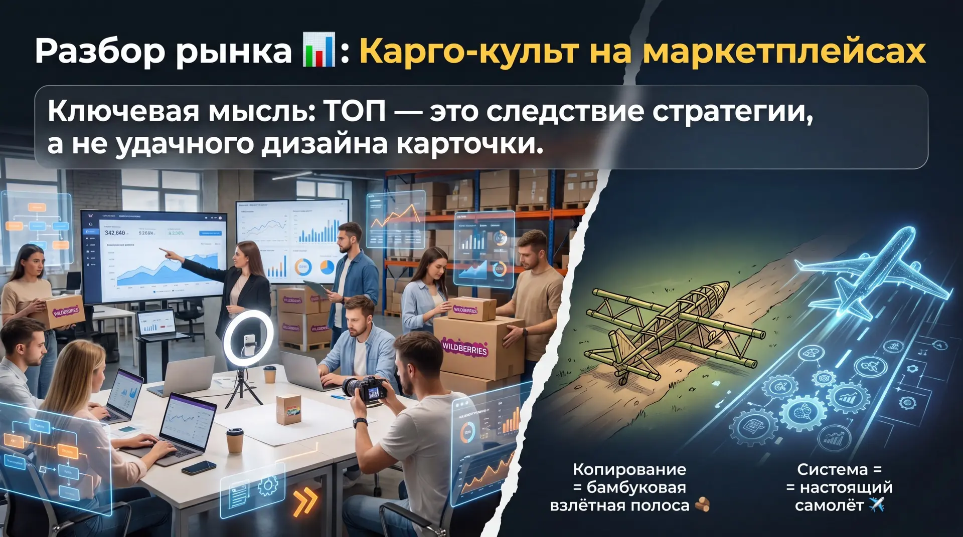 Рубрика: Разбор рынка 📊

Тема поста: Карго-культ на маркетплейсах

Источник тренда: Массовое копиро