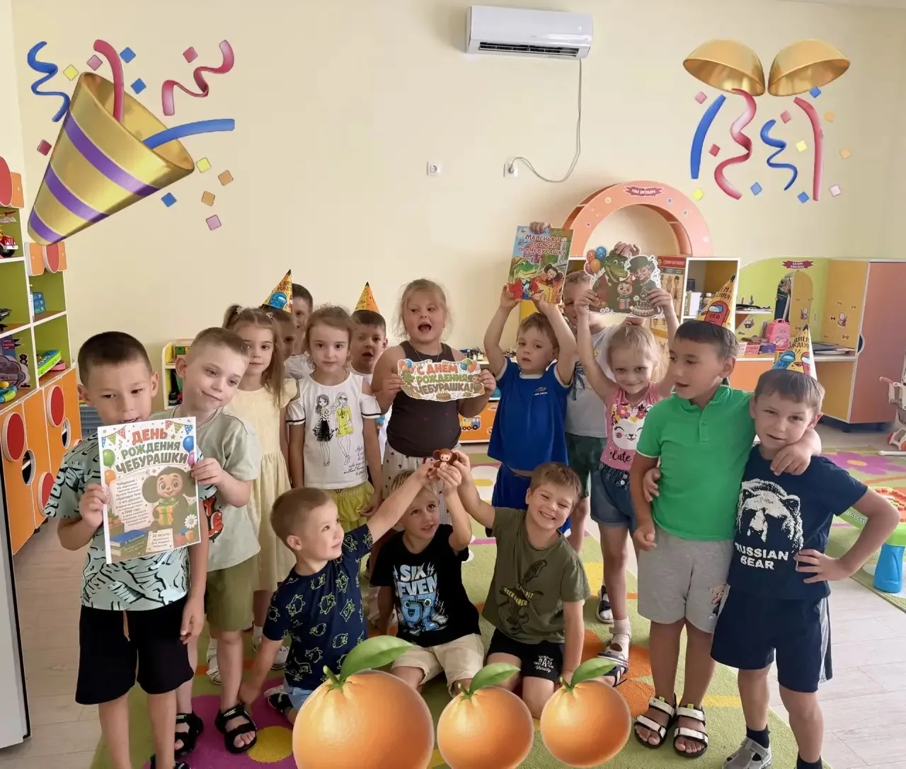 Чебурашка в гостях у дошколят 🍊🍊🍊! 🧸 В свой день рождения 🎉20 августа 🎉любимый уш...