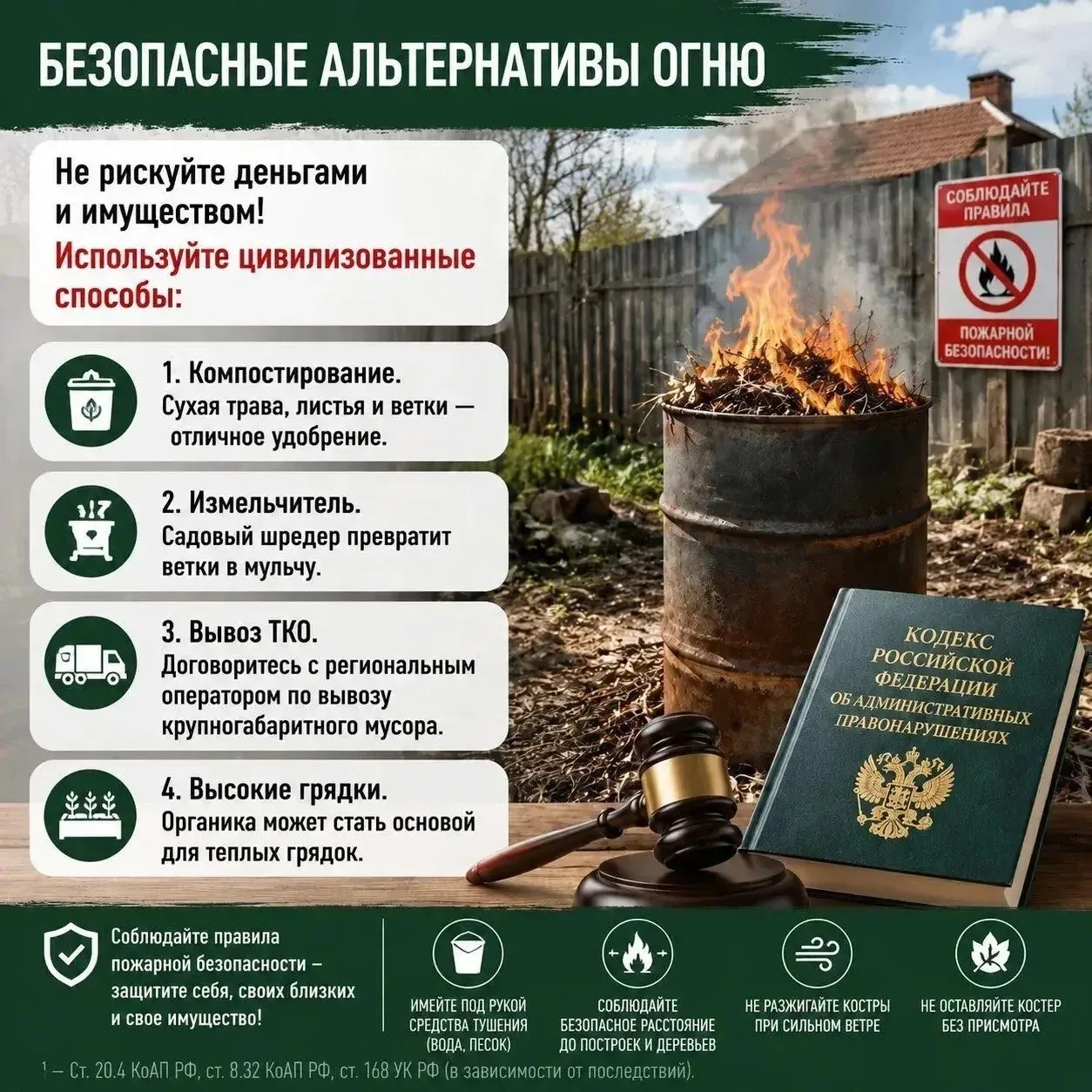 ⚠️ Сжигание мусора во дворе — это опасно и незаконно!

Уважаемые брюховчане! Хотим напомнить вам о п