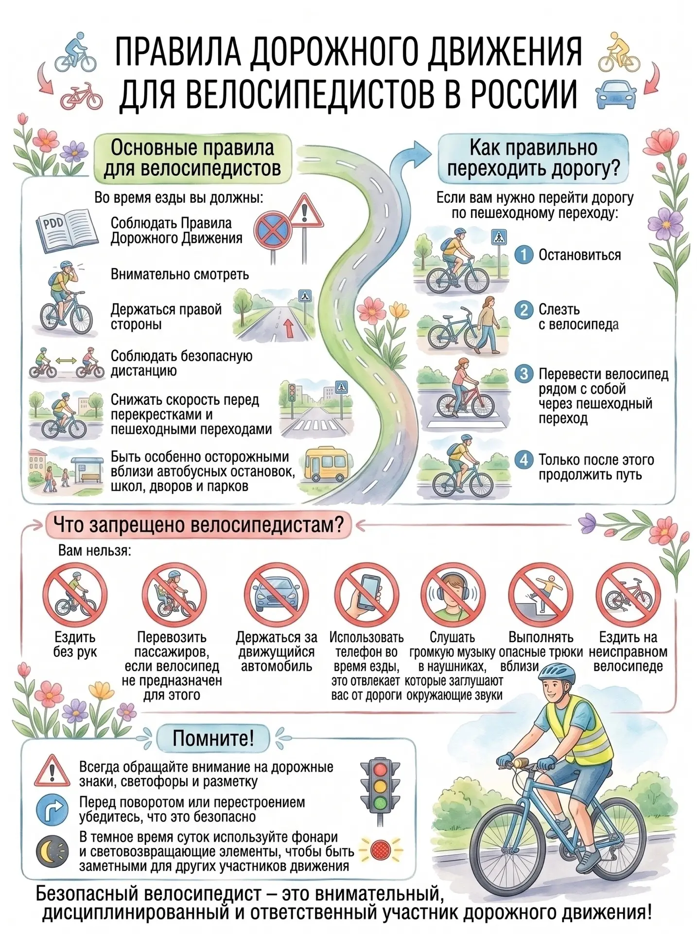 🚴 Внимание, велосипедисты и родители! Важные правила дорожного движения