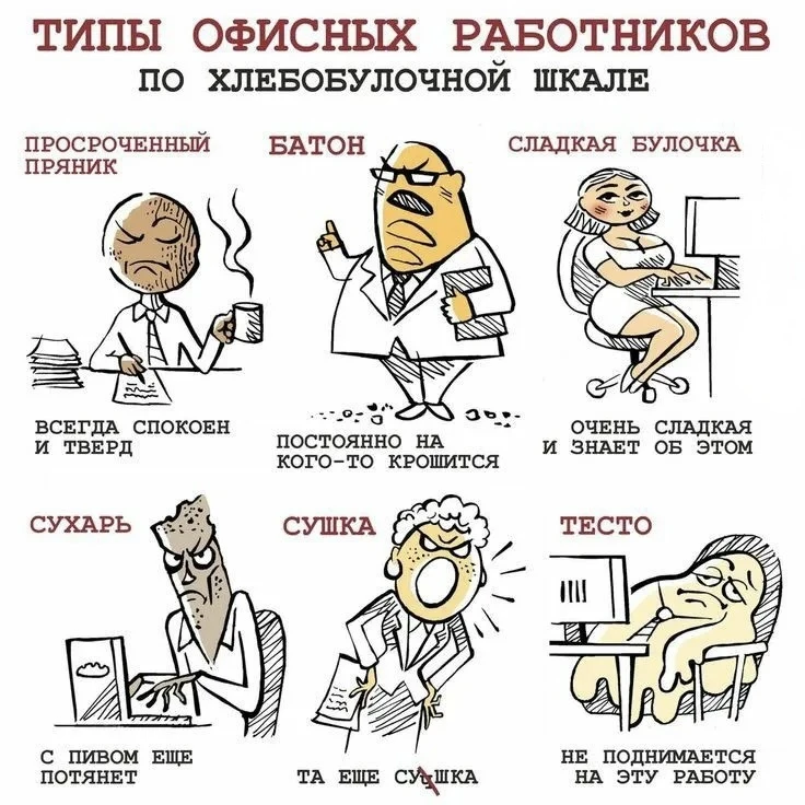 👨🏻‍💻Типы офисных работников по хлебобулочной шкале: