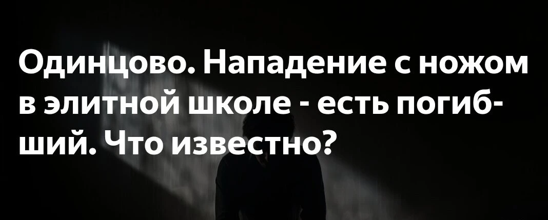 Одинцово. Нападение с ножом в элитной школе - есть погибший. Что известно?  В городе Одинцово ученик