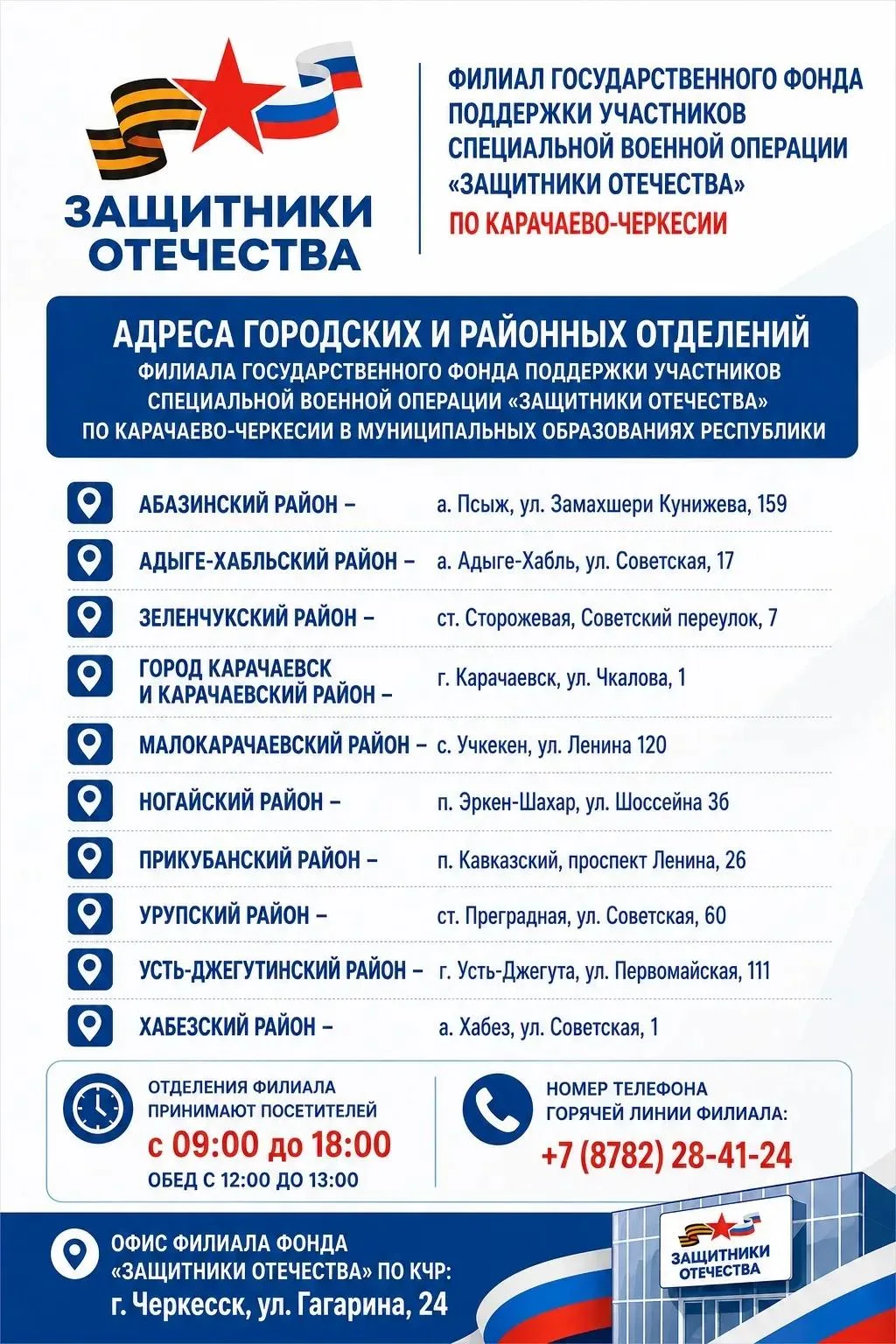 В Карачаево-Черкесии работают городские и районные отделения филиала Государственного фонда «Защитни
