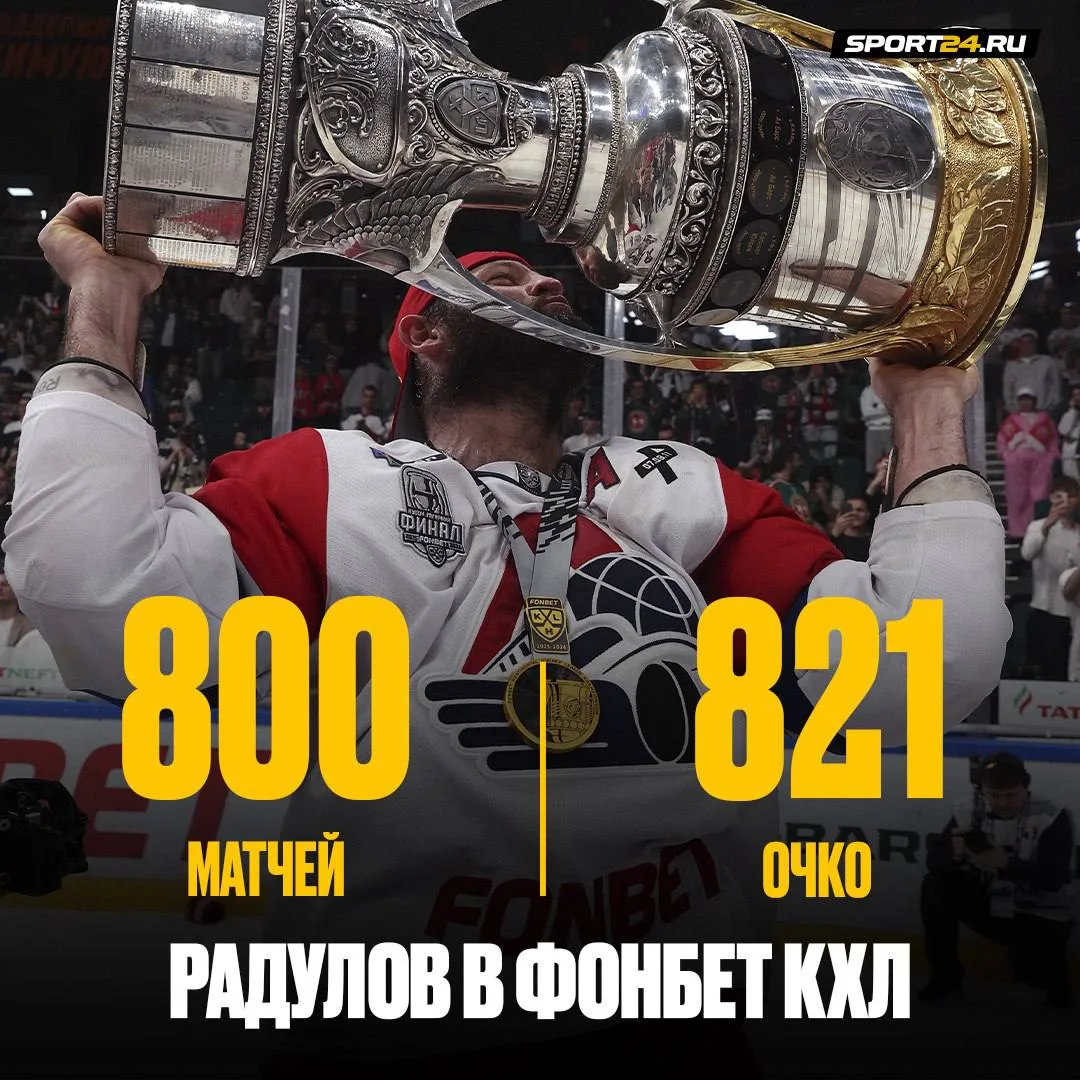 Радулов провел 800 матчей в Фонбет КХЛ 🍾